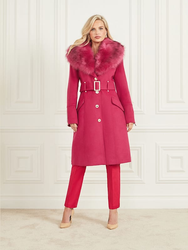 Guess pink wool coat online