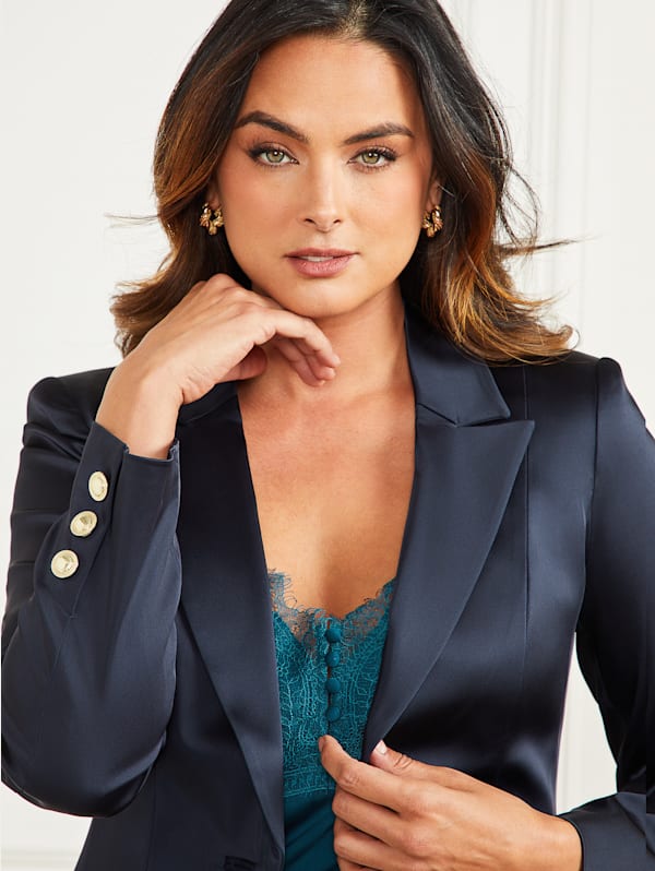 Plus size satin blazer on sale