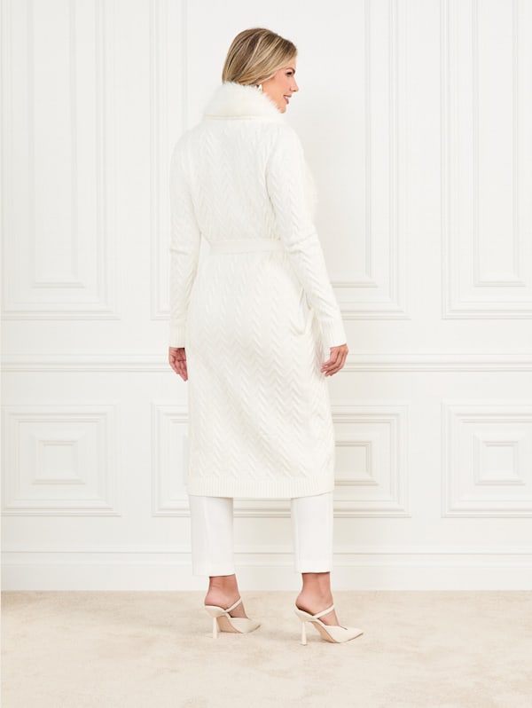 Paula Faux Fur Long Cardigan Sweater Marciano