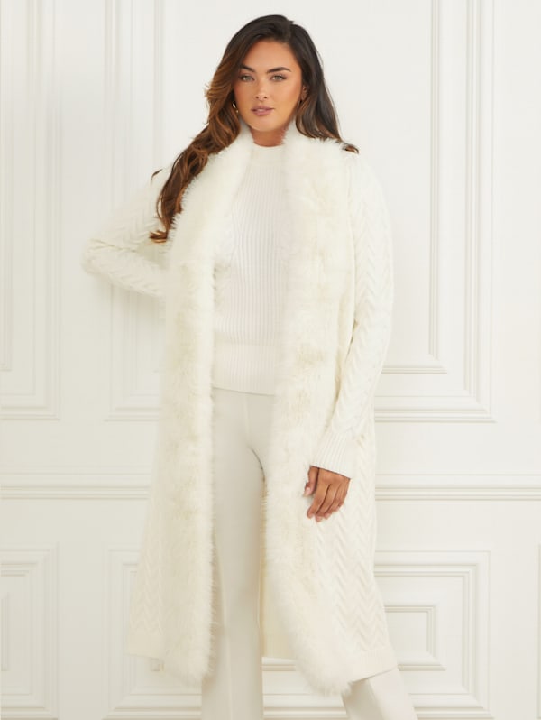 Long fur cardigan shop