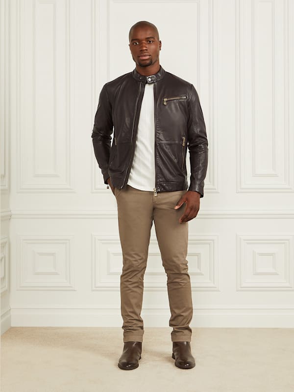 Genuine Leather Biker Jacket GUESS Canada