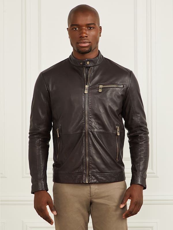 Genuine Leather Biker Jacket GUESS Canada