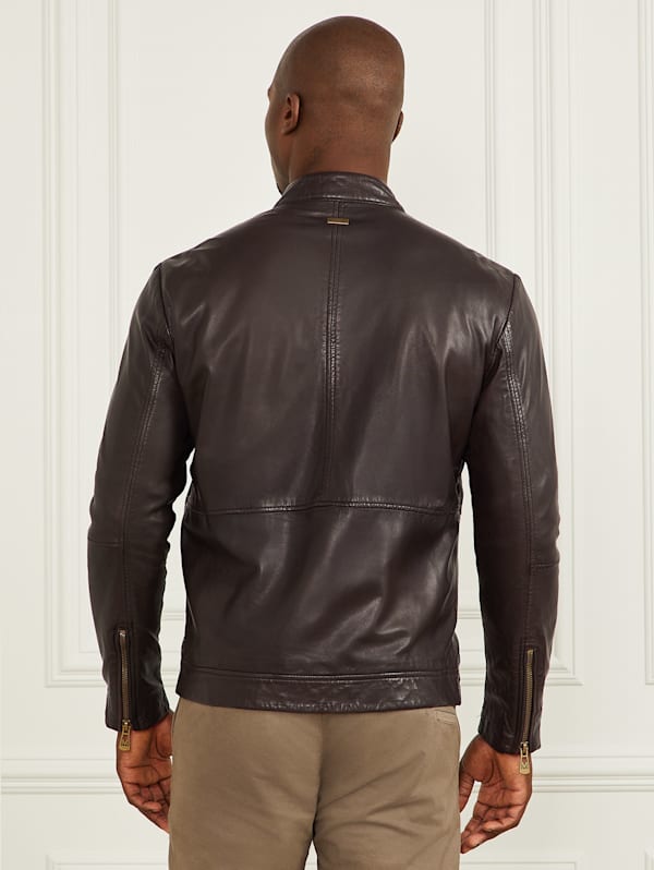 Genuine Leather Biker Jacket GUESS Canada