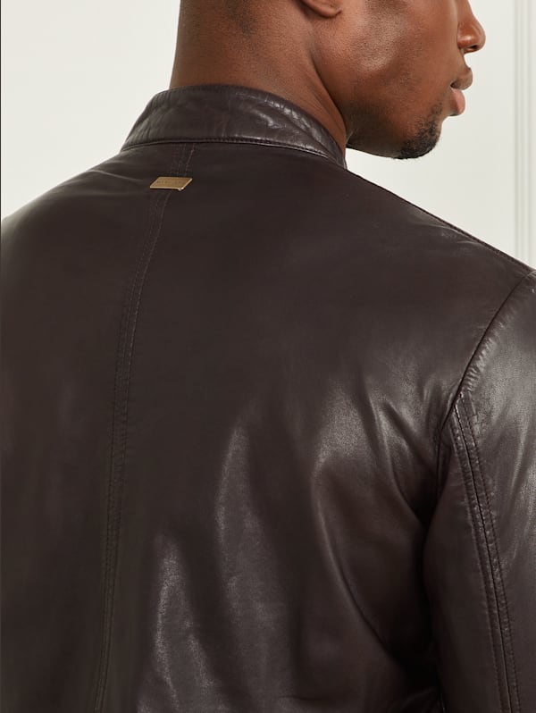 Genuine Leather Biker Jacket GUESS Canada