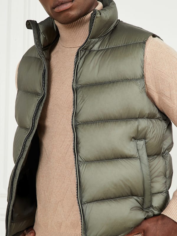 Mens green puffer vest best sale