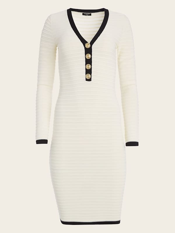 Alba Embossed Striped Sweater Dress | GUESS