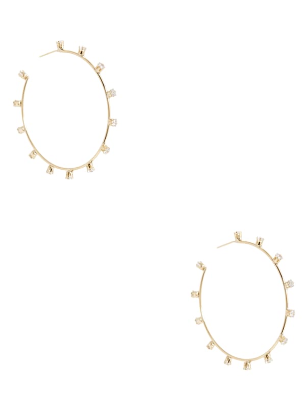 Gold Tone Rhinestone Hoop Earrings GUESS Canada