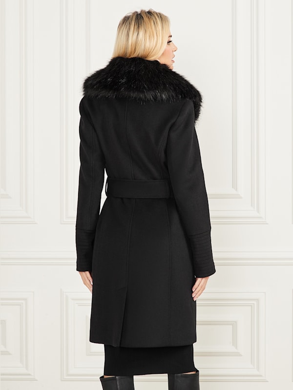 Guess black wool coat clearance