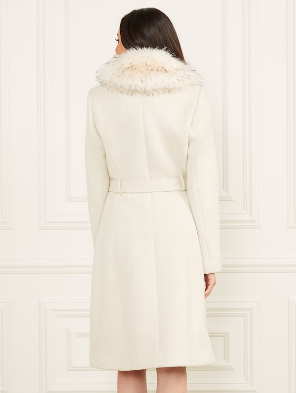 Guess white wool coat deals