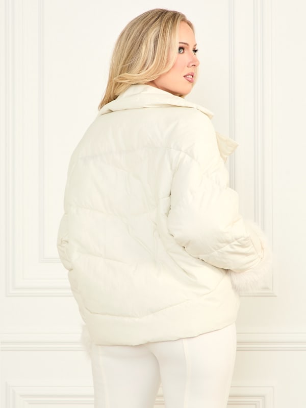 Guess white puffer coat cheap