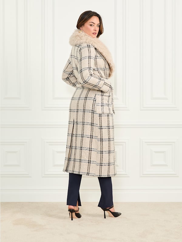 Charlize Sequin Plaid Wrap Coat | Marciano