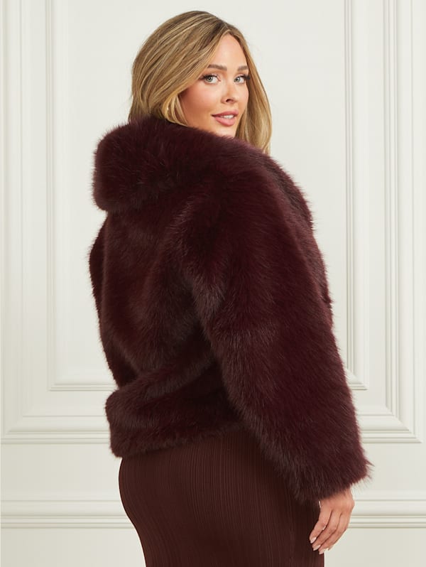 Purple faux fur jacket clearance