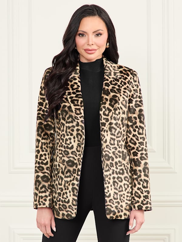 Leopard velvet blazer deals