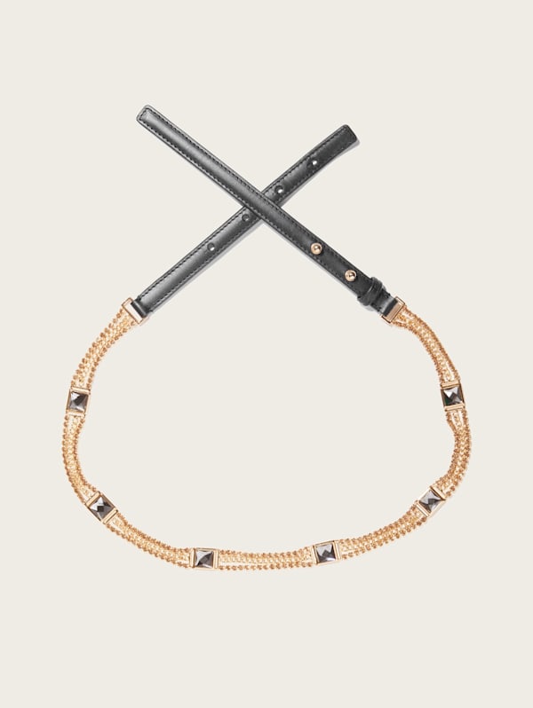 Black leather chain belt shop