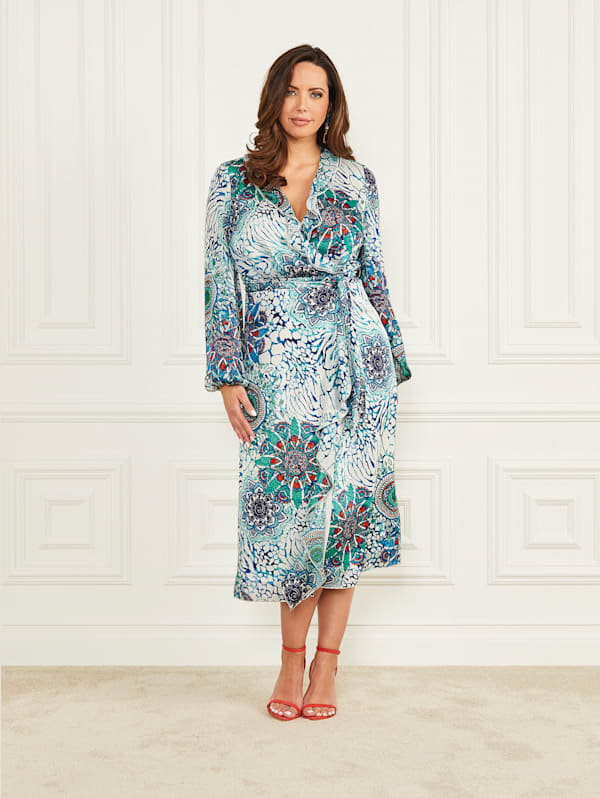 Mina Printed Wrap Dress | GUESS