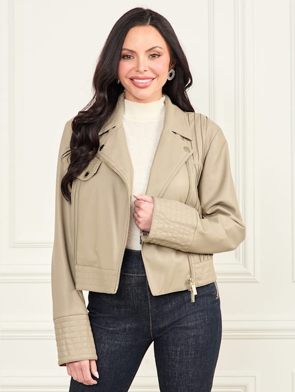 Faux Leather Moto Jacket GUESS Canada