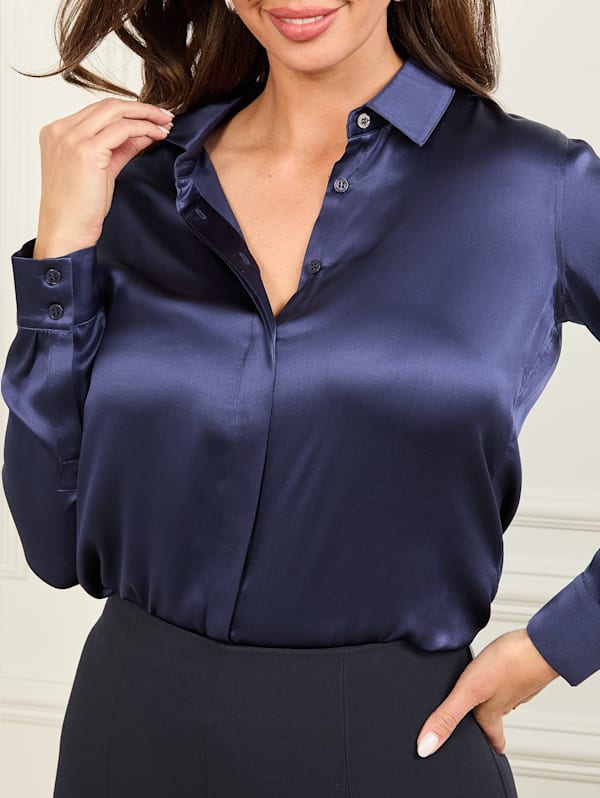 Silk Icon Blouse GUESS Canada