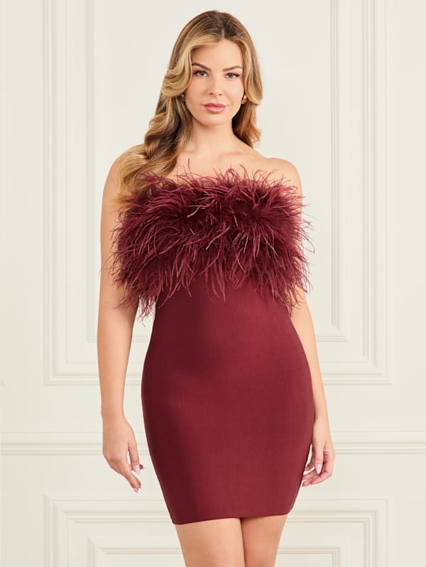 Evita Feather Bandage Dress | GUESS