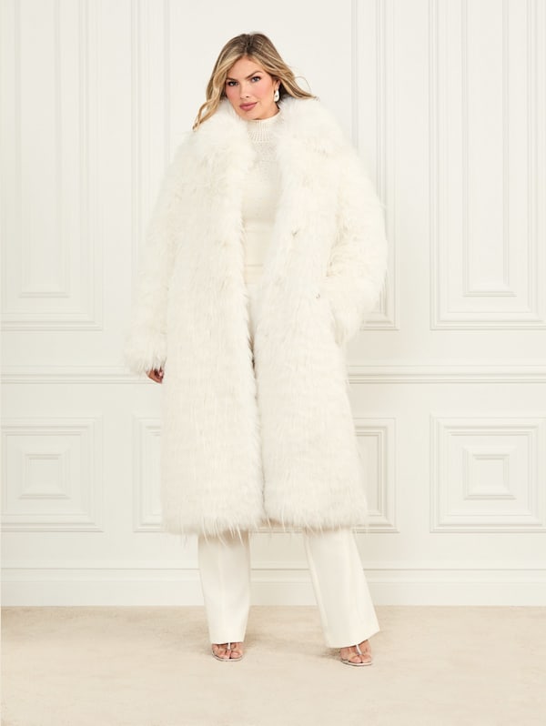 White fuzzy coat hotsell