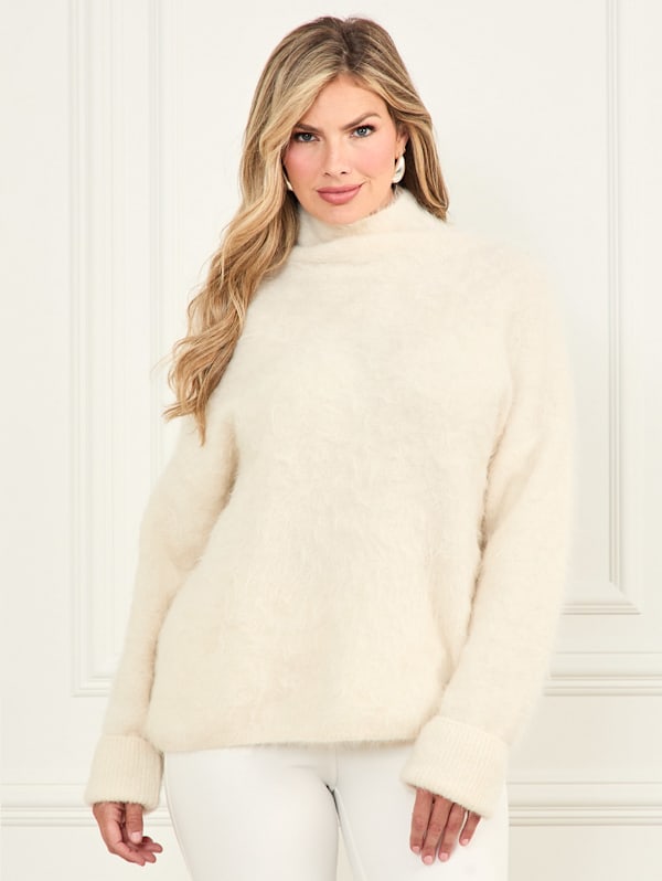 Fluffy faux fur sweater on sale