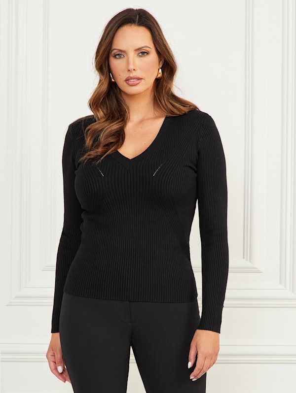 Eco Isa V-Neck Sweater Top | GUESS
