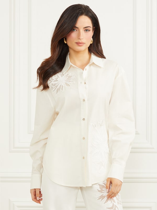 Glam de Fleur Embroidered Shirt GUESS Canada
