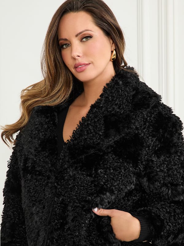 Longline faux fur coat womens discount