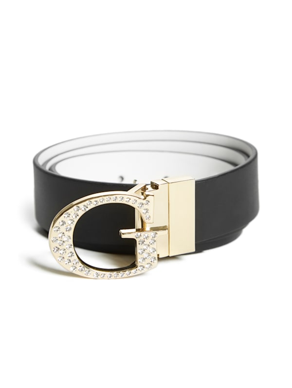 Reversible Rhinestone G Buckle Belt GUESS