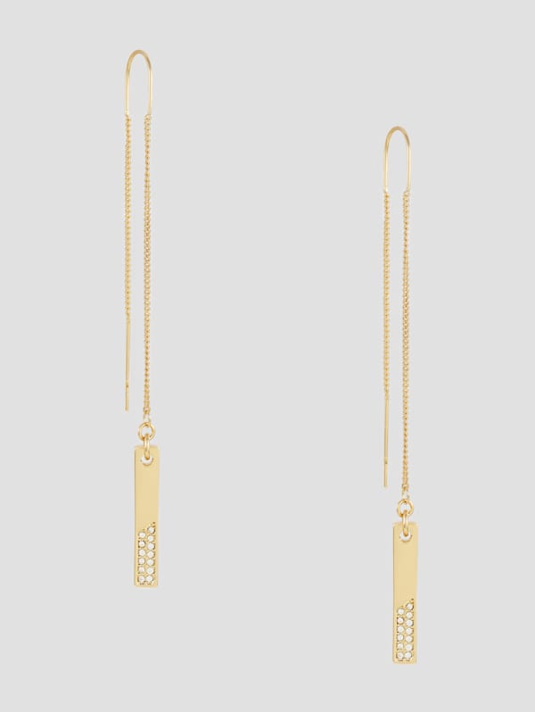 Gold Tone Rhinestone Threader Earrings GUESS Canada