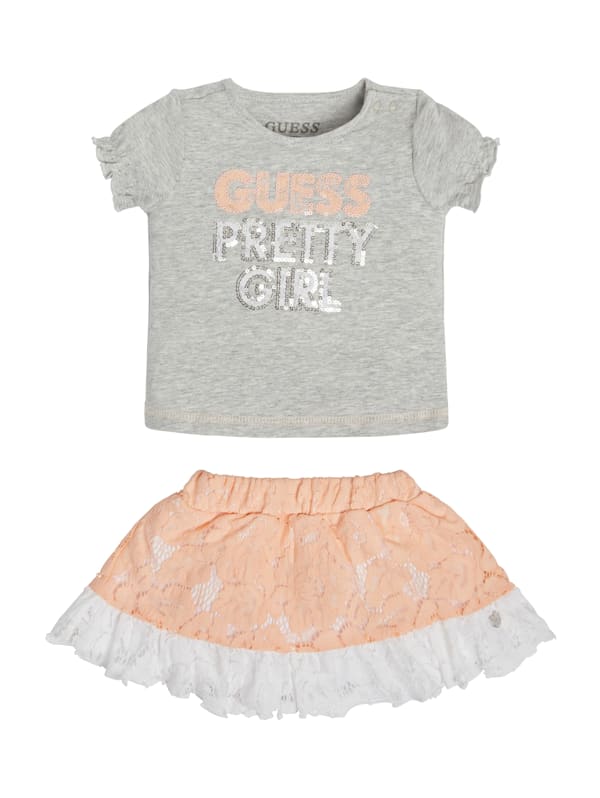 Sequin Tee and Lace Skirt Set (0-24M)