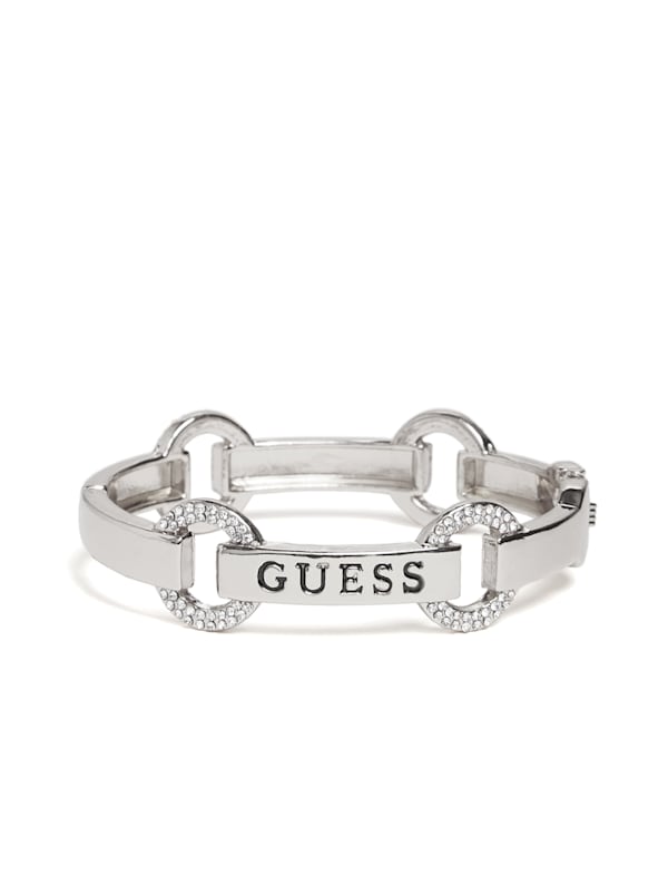 Silver Tone Rhinestone Logo Bangle Bracelet GUESS Factory Ca