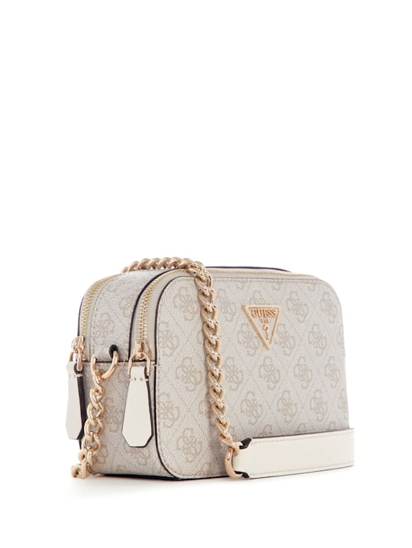 Guess NOELLE TOP ZIP SHOULDER BAG - Handbag - dove/white 