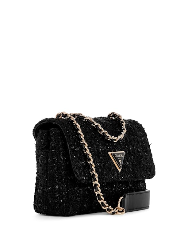 Guess Giully Tweed Mini Convertible CrossbodyBlackOne Size