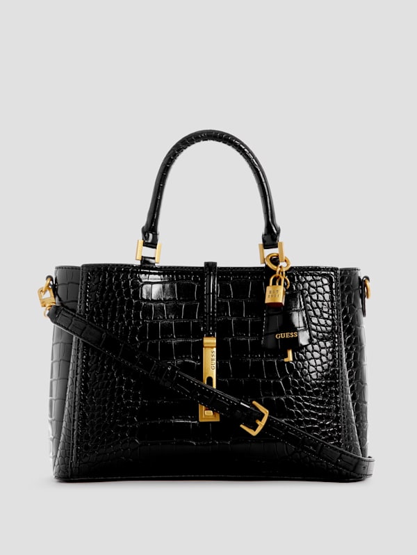 Guess KATEY CROC MINI - Handbag - black 