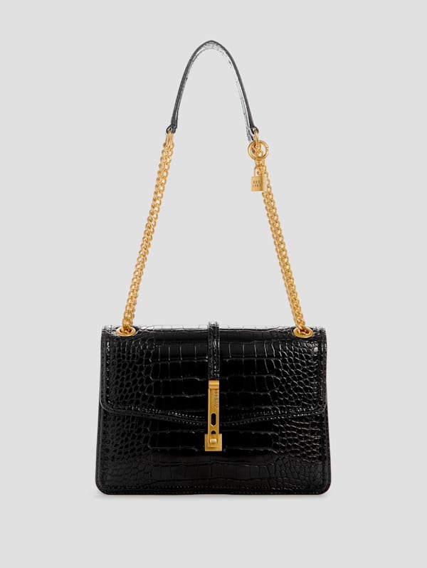 Black Croc Shoulder Bag