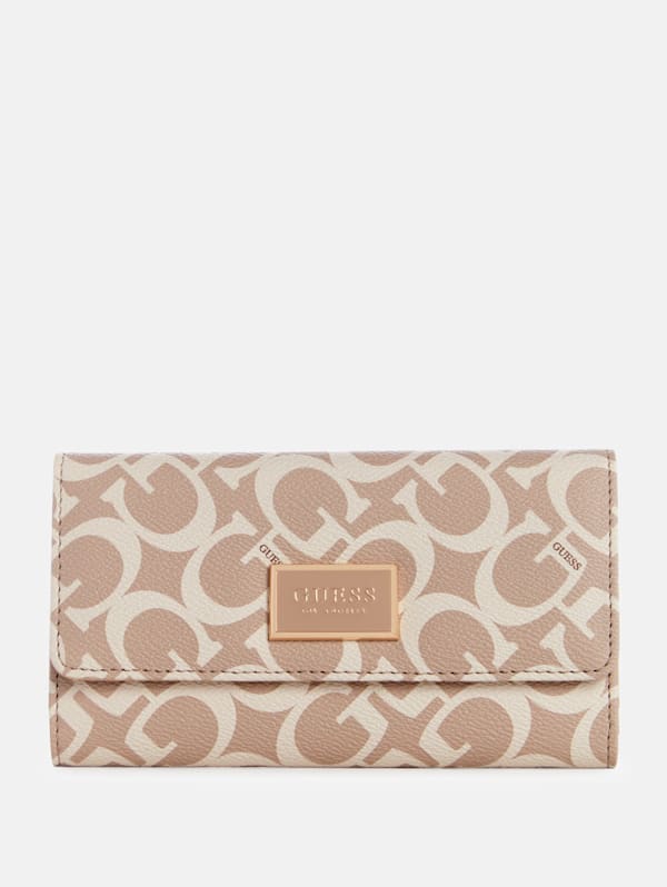 Factory Abree Logo Slim Clutch Wallet Brown One Size