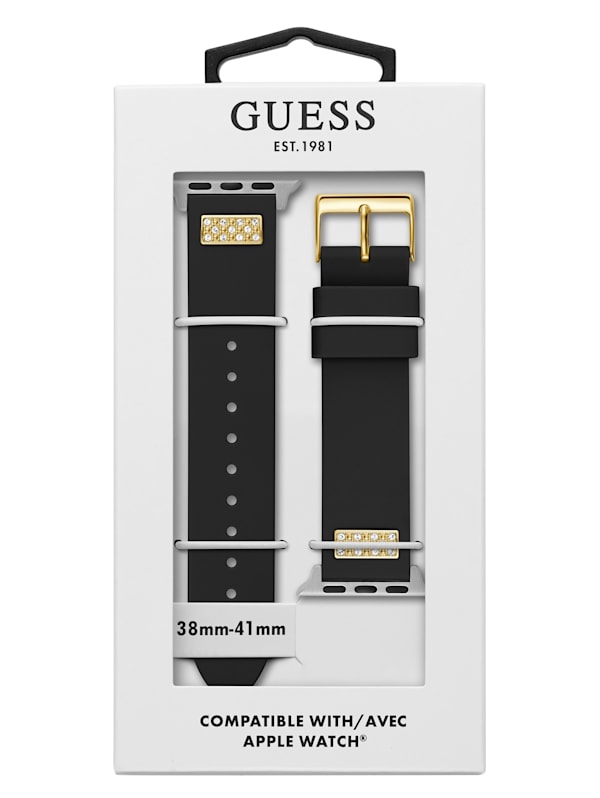 Rhinestone Watch® Band 38-40 Black | mm Silicone for GUESS Apple