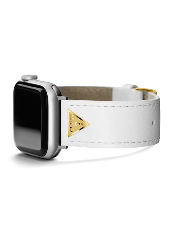 Gold-Tone Emblem and White Leather 38-41 mm Band for Apple Watch