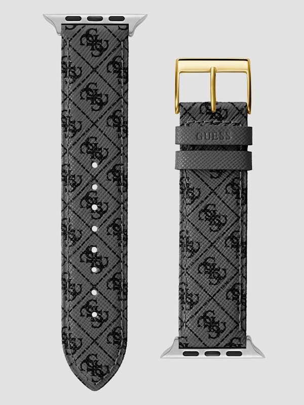 Gray Logo Leather 42 45 mm Band for Apple Watch GUESS Canada