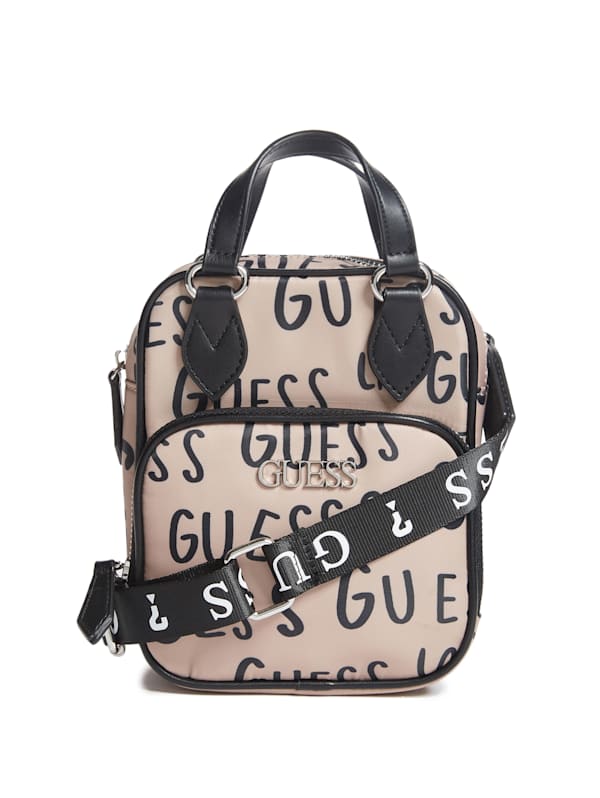 Factory Logo Print Nylon Crossbody Tan