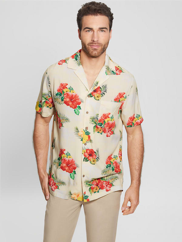 Guess Eco Hawaiian Shirt - Brown - XL