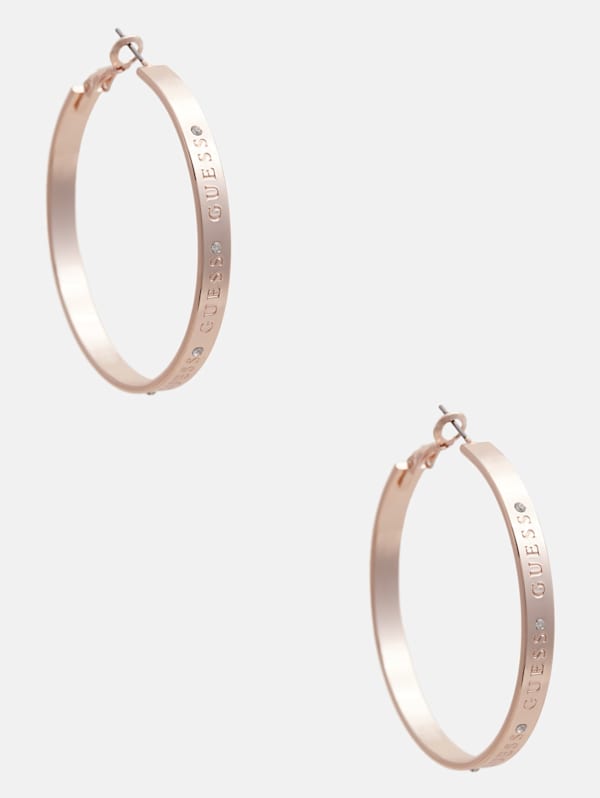 Rose Gold Tone Logo Hoop Earrings GUESS Factory Ca