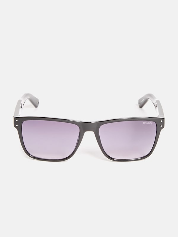 Factory Metal Arm Square Sunglasses Black