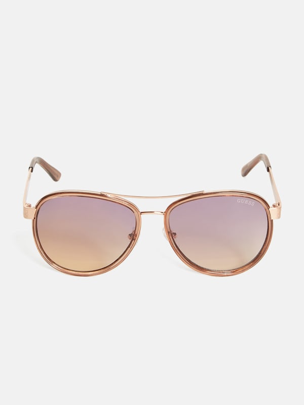 Factory Plastic Coated Metal Aviator Sunglasses Pink