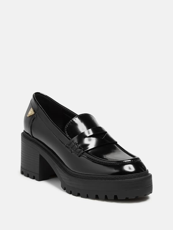 Factory Lifts Block Heel Penny Loafers Black 9