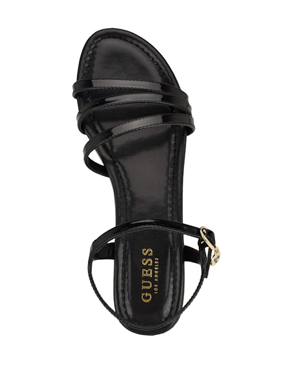 Black faux leather sandals shop