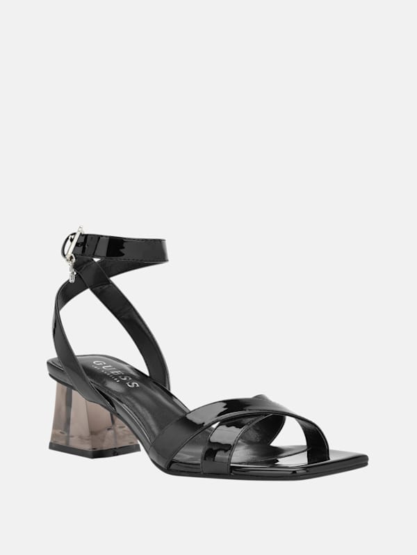 Lucite Block Sandal Heels GUESS Factory