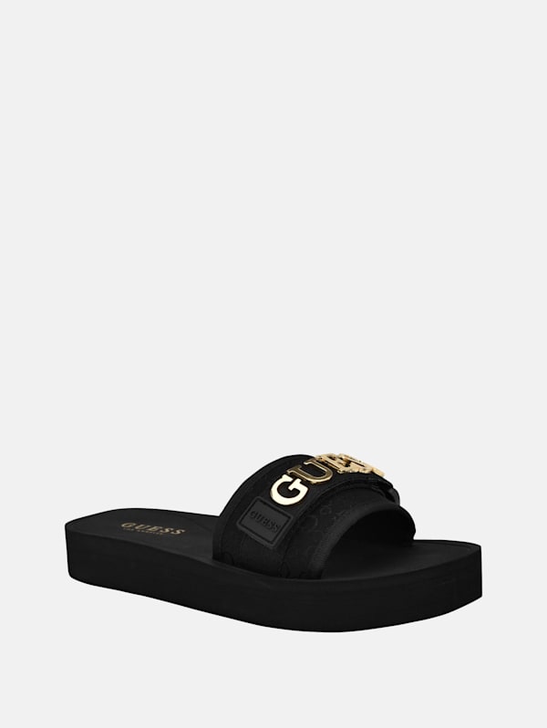 Factory Peers Logo Slide Sandals Black 6