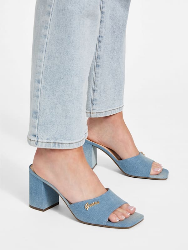 Blue mules heels discount
