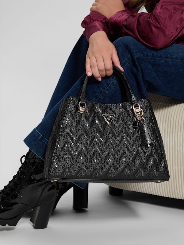 Guess slay double handle satchel on sale